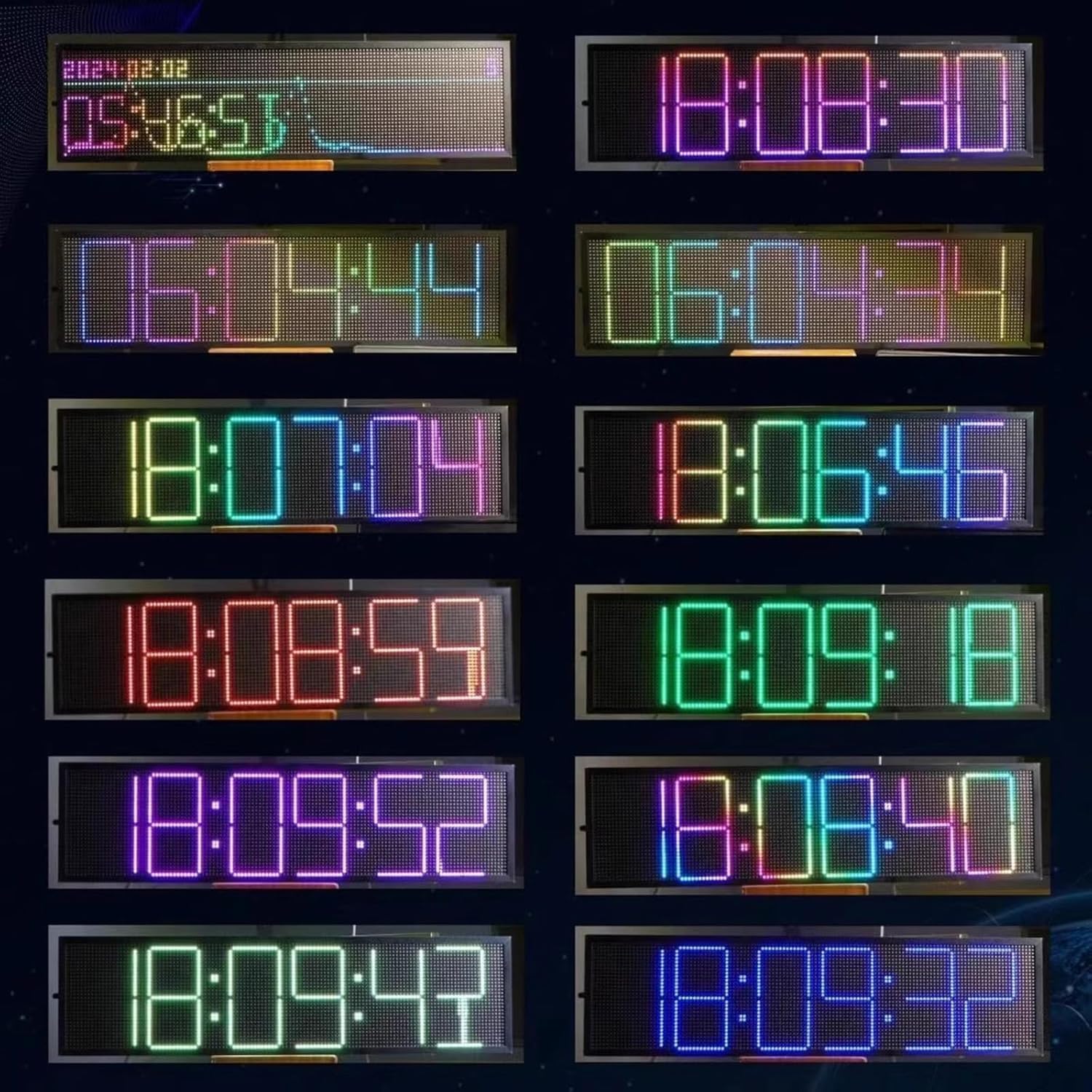 Music Rhythm Spectrum Analyzer, RGB-Audio-Level-Indikator, 5-Modi-Uhr-Display, 3,5-mm-Audioeingang, Schallaktivierter/Liniensteuerung, 36 Styles & 16 Farben, Für Music Studio