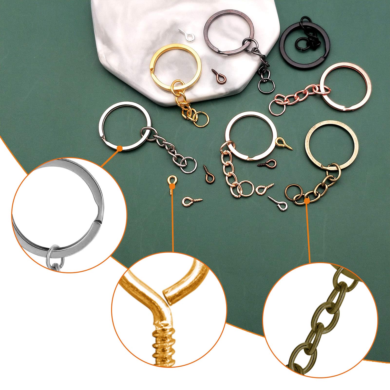 Amazon.com: 370Pcs Keychain Rings with Screw Eye Pins Set,70Pcs 