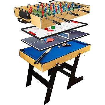 Leomark Multifunctional Wooden Play Table / 15 in 1 / Table Football Billiards Table Tennis and More - Complete Playset for the Whole Family Children Height 82 cm