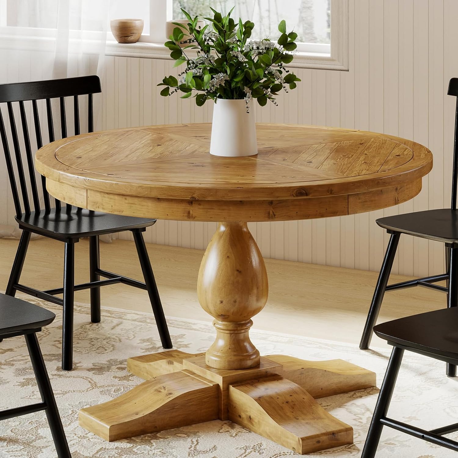 Amazon.com - Kmax 47" Round Dining Table, Wood Kitchen Table for 4-6 ...