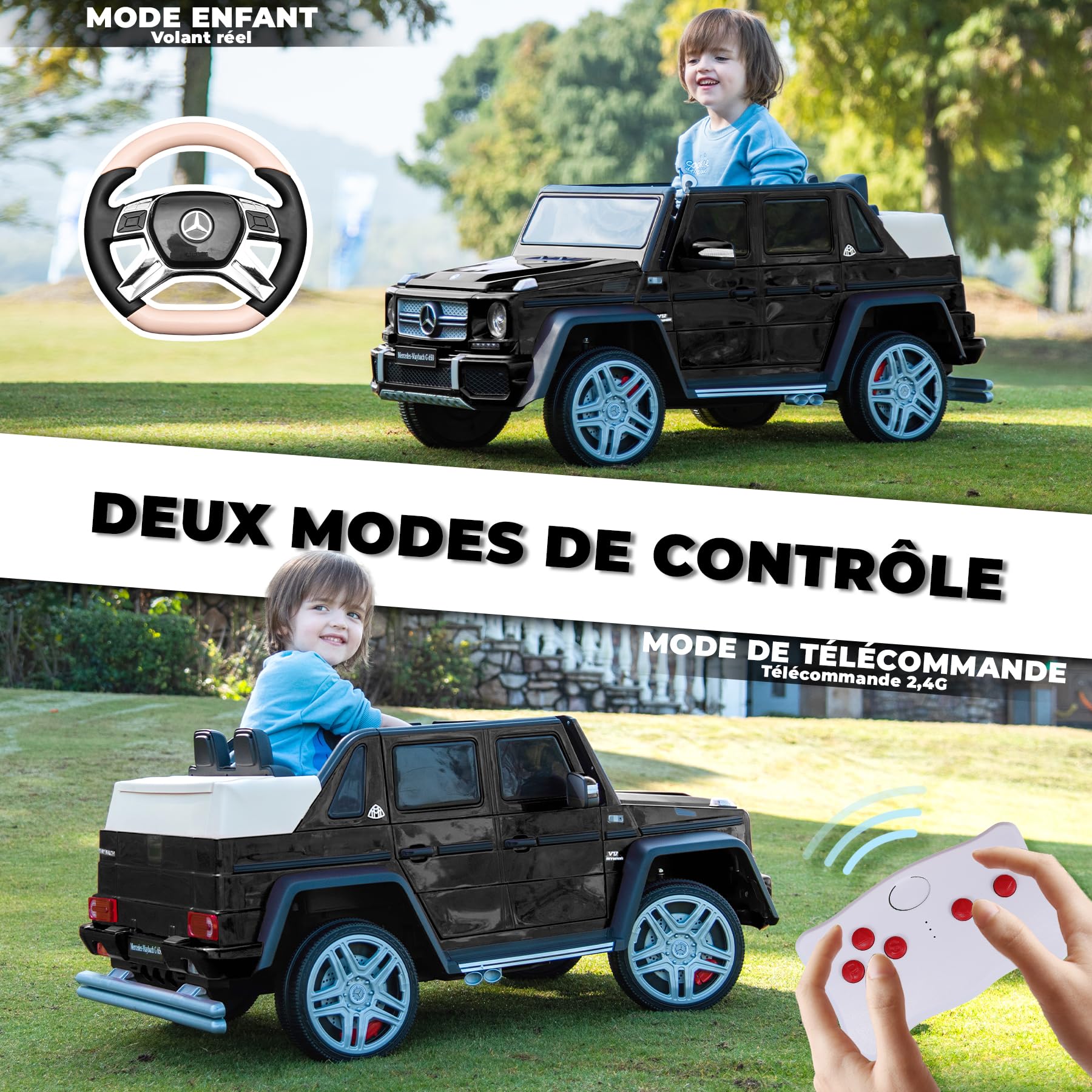 ORYXEARTH Elektroauto für Kinder, Akku 12 V, 7 Ah, Geschwindigkeit 3-5 km/h, für Jungen, Mädchen, Fernbedienung 2,4 G, Bluetooth/LED/Musik/USB, 3-8 Jahre, Geschenk für Kinder, Schwarz