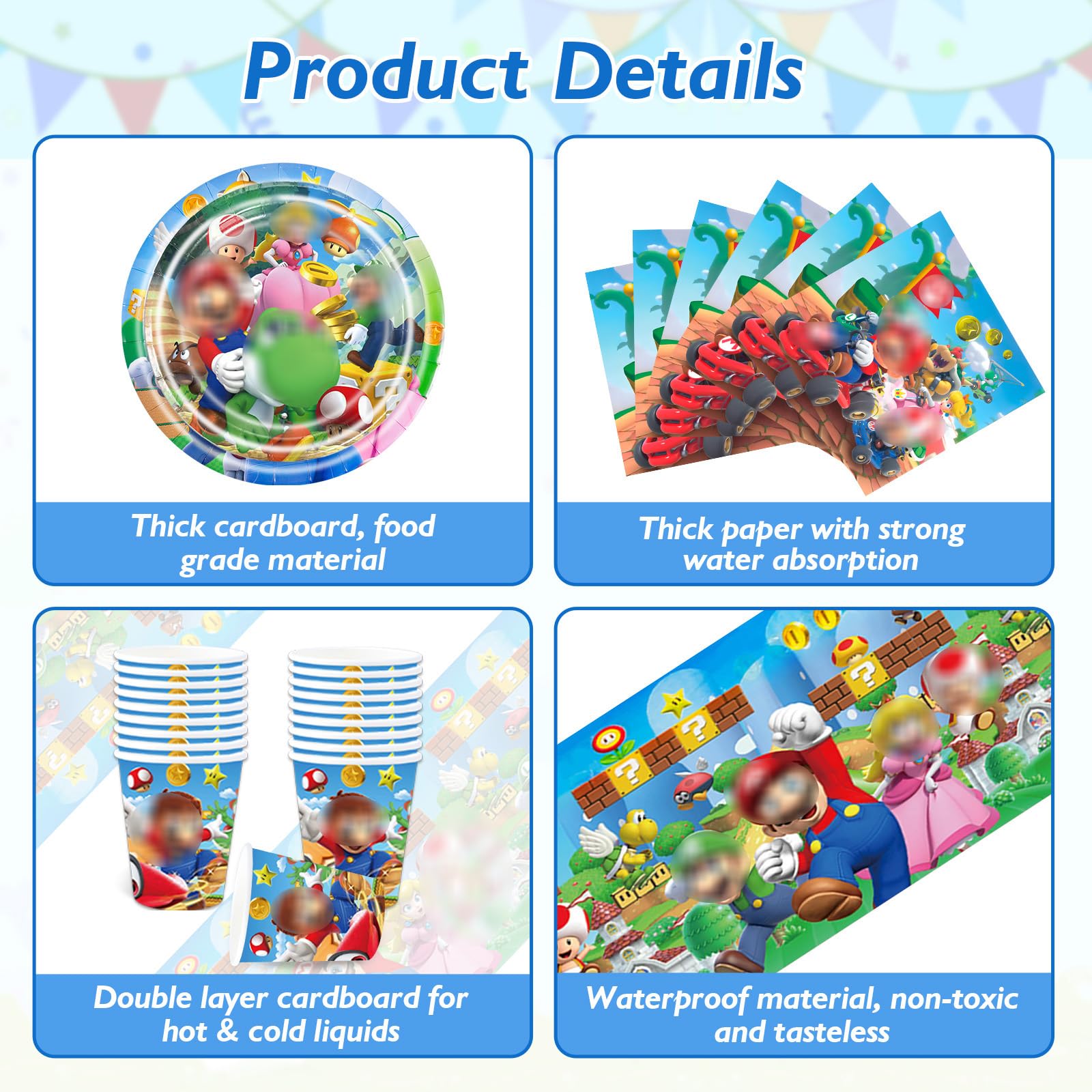 110 Décoration pour anniversaire Mari,vaisselle, assiettes en carton, assiettes pour enfants, gobelets, ballons, décorations pour 10 personnes.