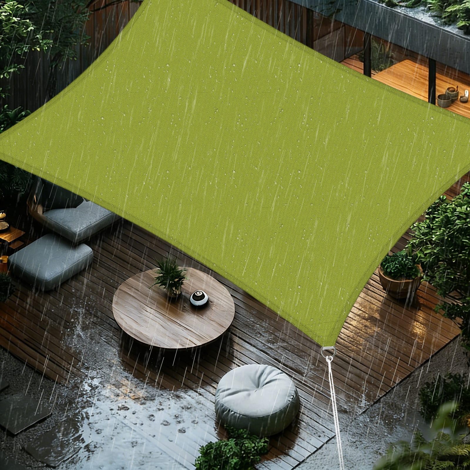 Sun Shade Sail 4x5m Rectangle Waterproof PES Polyester 98% UV Block Sunscreen Awning Canopy for Outdoor Garden Patio Yard Lawn Party, Lime Green