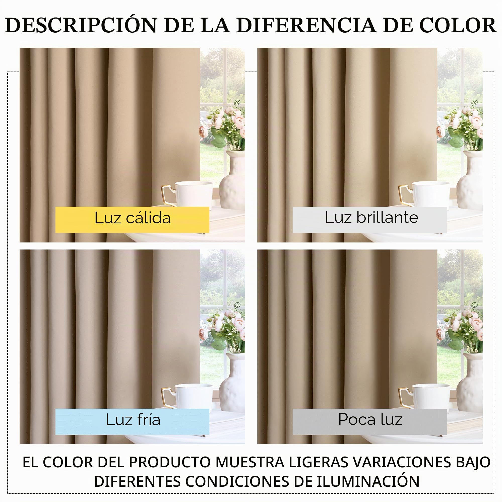 PONY DANCE Cortinas Beige Opacas,Termicas Aislantes Frio y Calor | 117x228cm(AnxAl),Cortinas Blackout 2 Piezas para Salon/Dormitorio,Proteccion Intimidad,Bloquea UV,OEKO-TEX,con Ojales