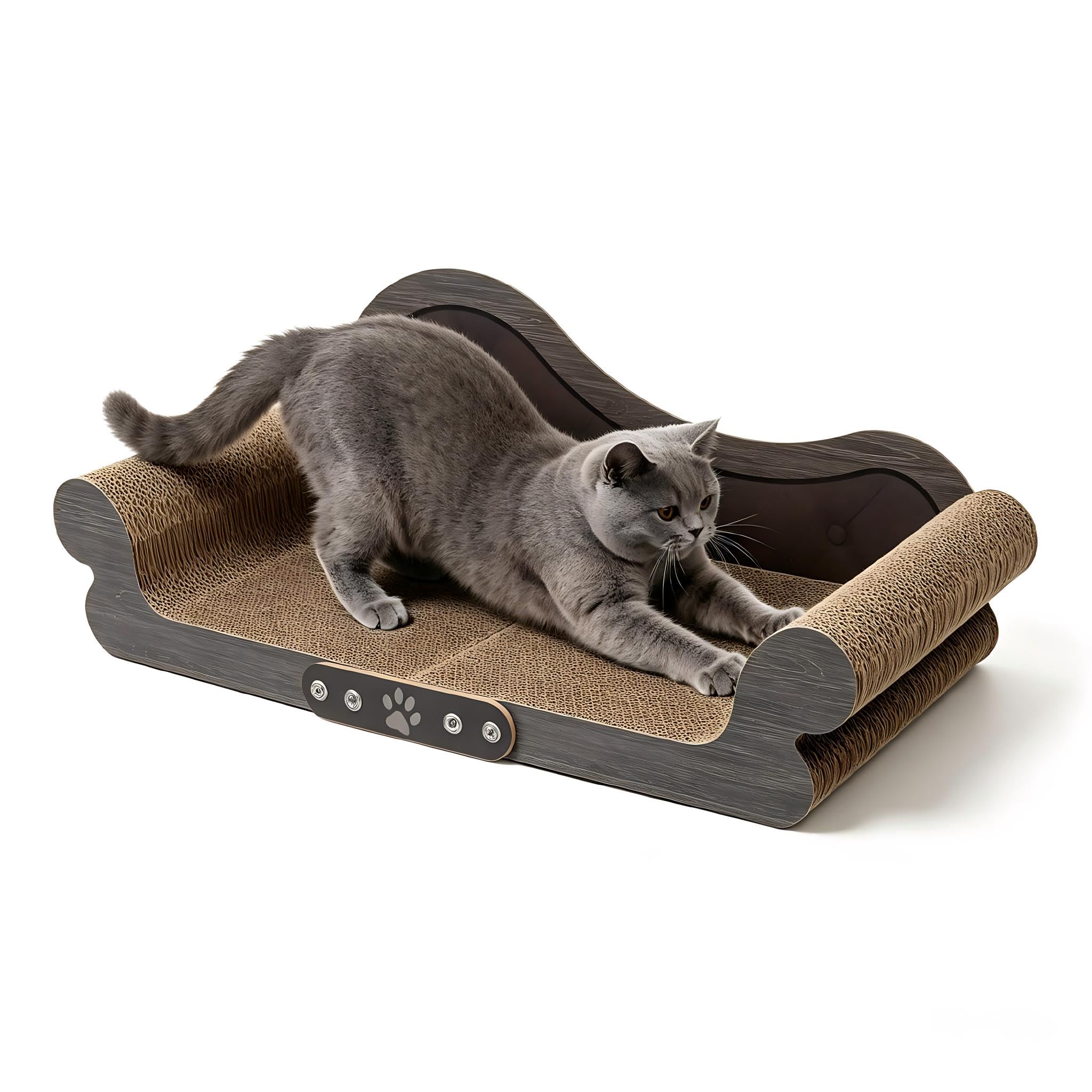 Almohadillas rascadoras para gatos en forma de sofá, cama rascador extragrande de 26.6 pulgadas para gatos de interior, tablas duraderas para rascar, cama de salón, sofá para gatos (color madera)