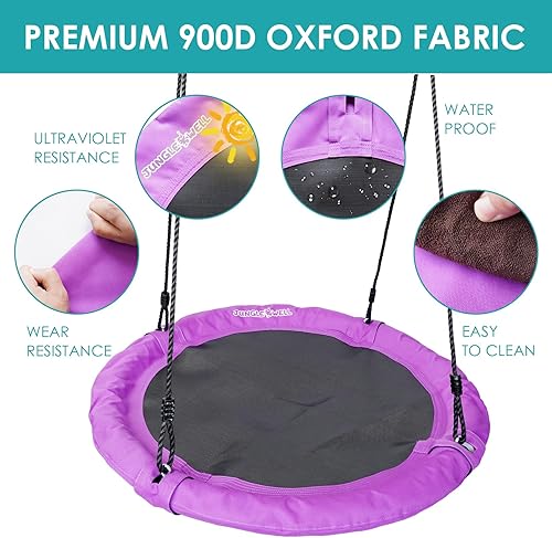 Miniatura 3 de Columpio de platillo  Asiento de columpio de árbol de 40 pulgadas con tela Oxford impermeable 900D para niños y adultos  Capacidad de peso de 700