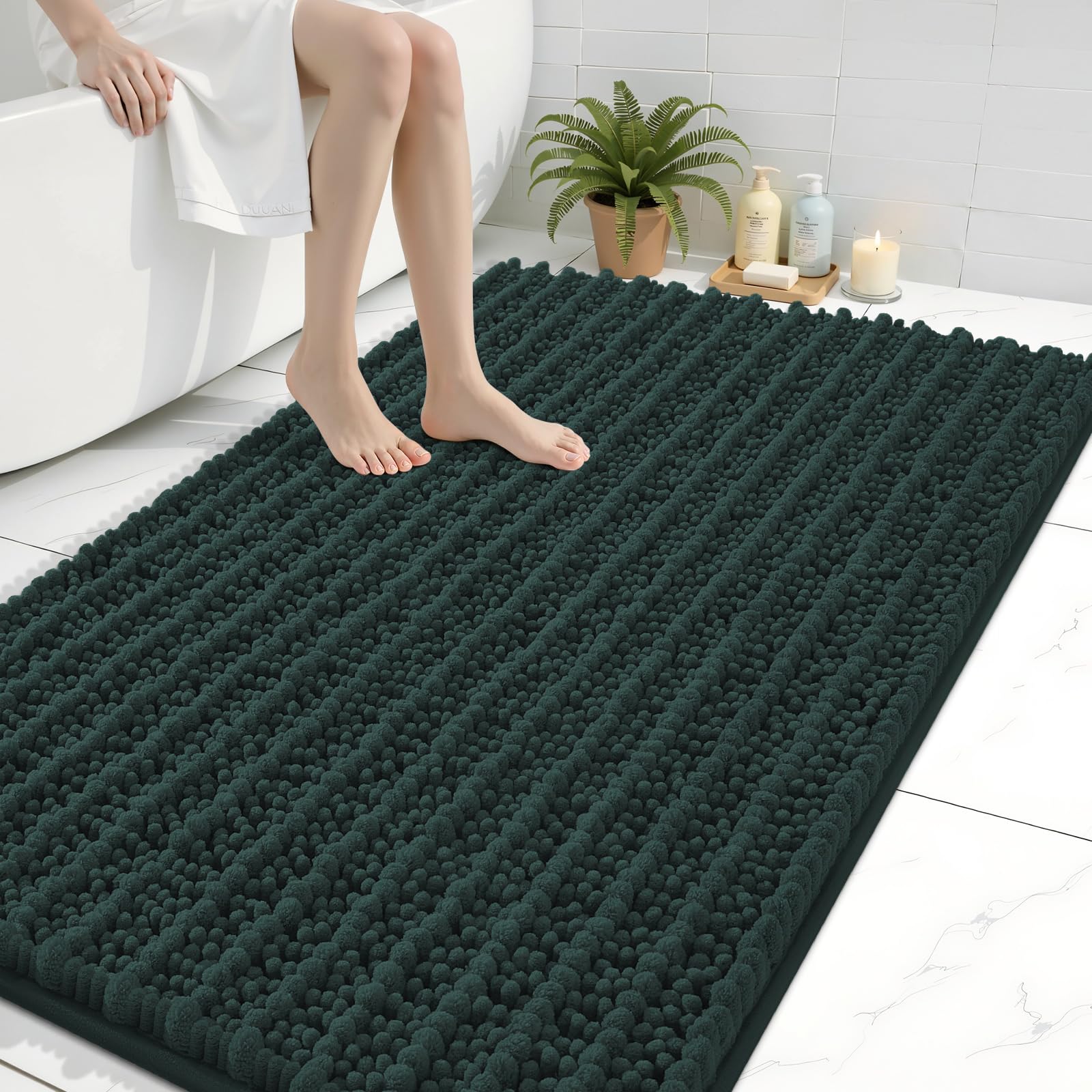 Arotive Bathroom Rugs Mat 47x32, Soft Absorbent Chenille Shaggy Bath Mat