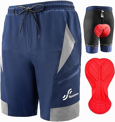 Sportneer MTB Radlerhose Herren Gepolsterte Radhose Herren Radlerhose 3D Gefüttert Mountainbike Radsport Sport Radfahren Outdoor