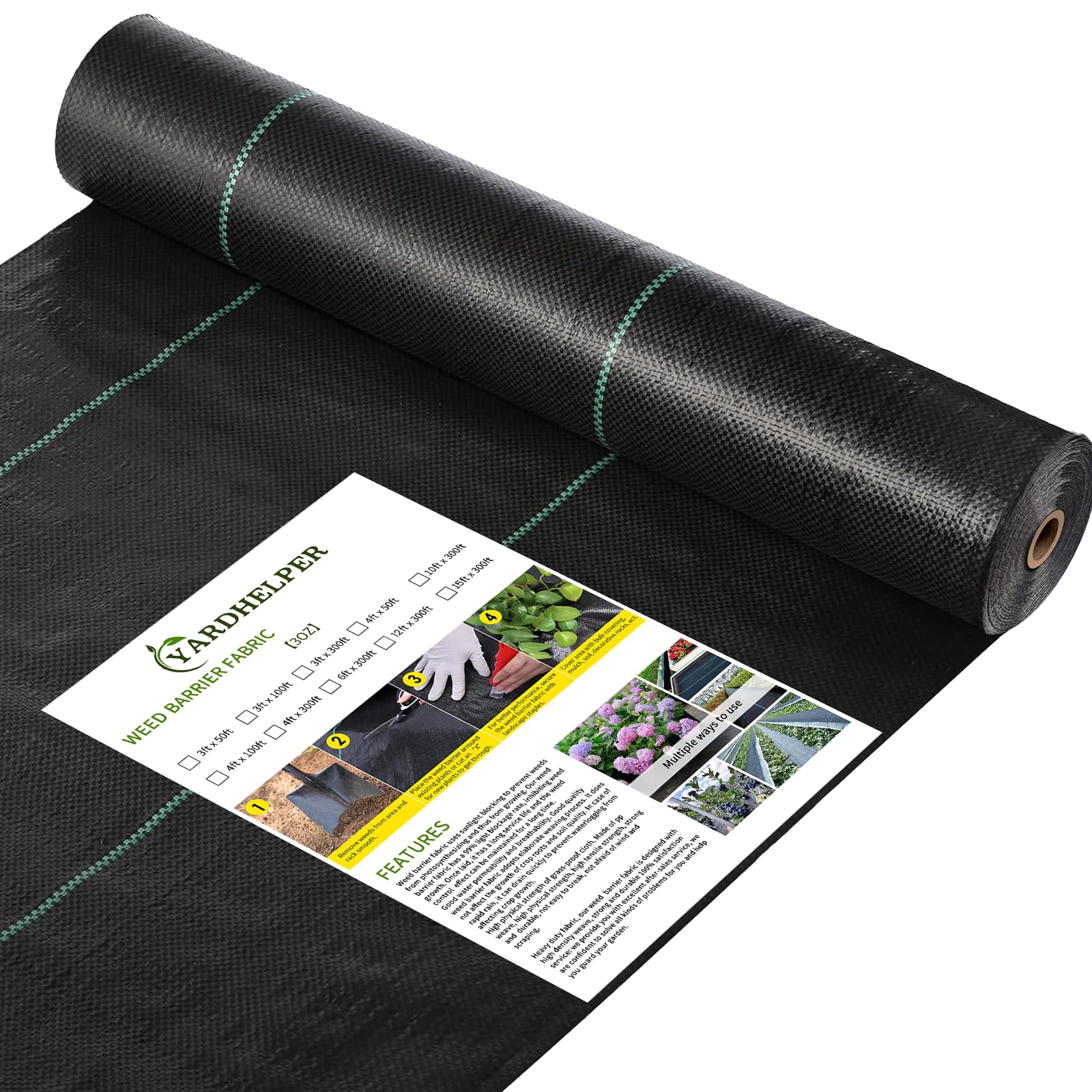 Yardhelper Driveway Fabric 15x300 ft Weed Barrier Fabric Road Fabric Heavy Duty Woven Landscape Fabric Drain Fabric for Erosion Control Superior Weed Landscape Control for Vegetable Projects