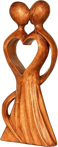 G6 Collection Estatua de escultura abstracta de madera de 12 pulgadas hecha a mano – Love of My Life – Arte de regalo decorativo para decoración del