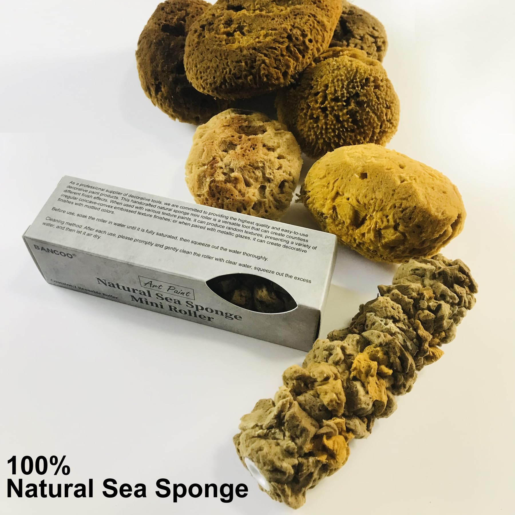 Mini rodillo de esponja de mar natural, 6 pulgadas, para pintura artística, súper absorbente, textura natural, ideal para profesionales y bricolaje en casa, crea patrones vívidos de pared rápidamente