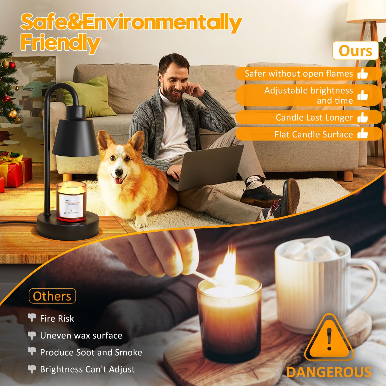 Lampada Scalda Candela con Timer e Dimmer Regolabile in Altezza, Profumo Dimmerabile con Lampadine per Candela Profumata - Decorazione Casa Camera da Letto, Yoga