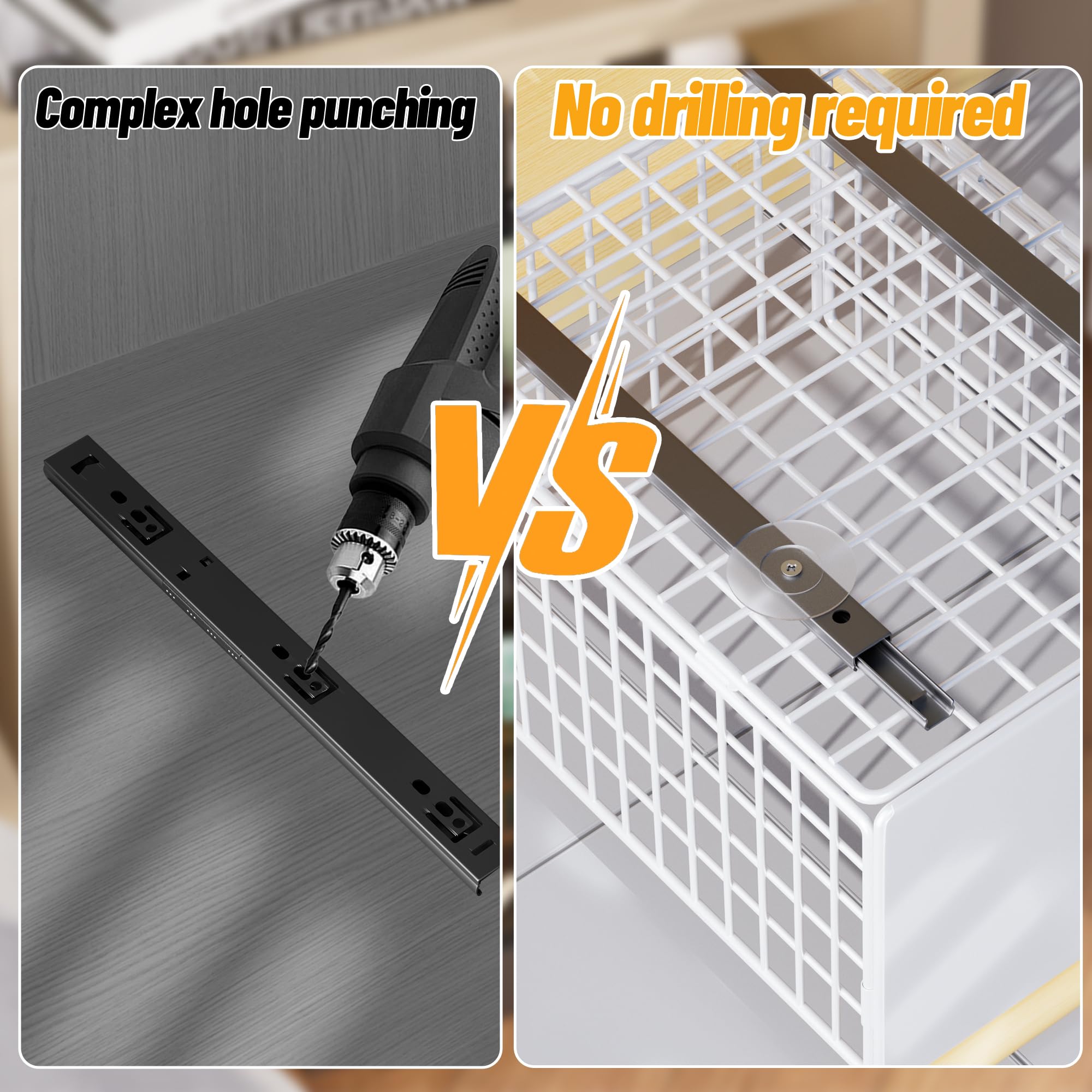 2 Paquetes Cajones Extraibles Para Cocina, Cajones Deslizantes Para Cocina, Bandeja Extraible Armario, Organizador de Cajones, no Requiere Taladrar Ni Clavar, Bandeja Extraible Armario