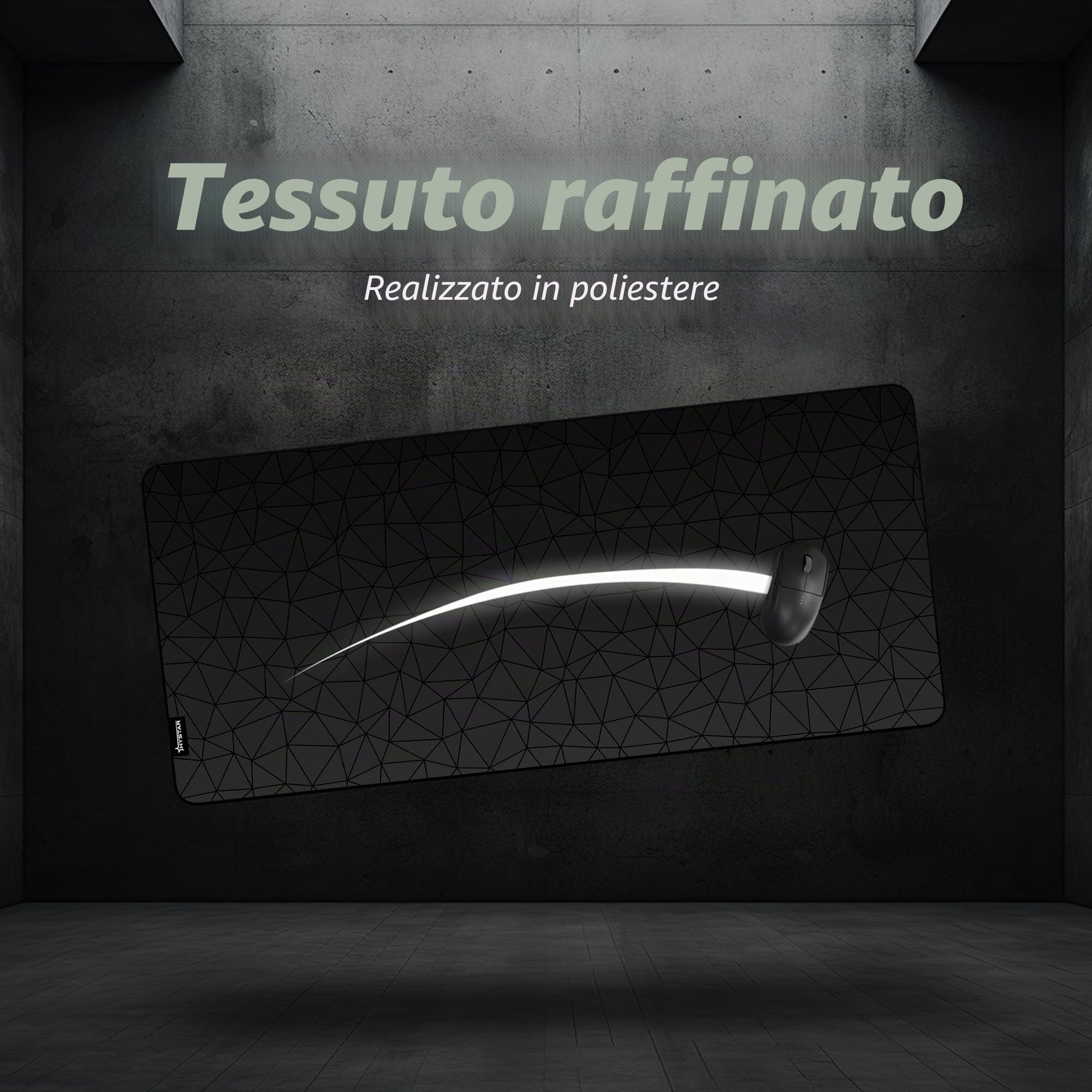 Hystar® Tappetino per mouse da gioco esteso, XXL, 91,4 x 40,6 cm, spessore 5 mm, superficie impermeabile, tessuto in poliestere liscio e base in gomma naturale, poli (nero)