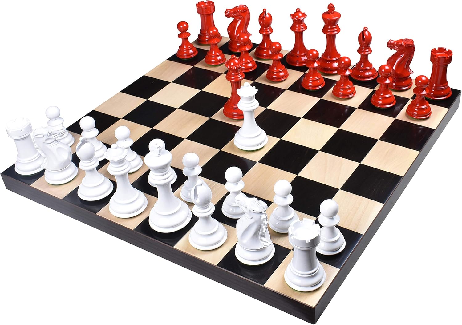 RoyalChessMall-4.1" Pro Staunton Weighted Red & White Painted Wooden Chess Pieces Set -4 Queens