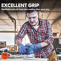 Vista 5 de Vgo... Cut Resistant Gloves,Cutproof Work Gloves Men Women,Latex Rubber Coated,EN388 level C, ANSI level A3(RB2148HY,BLUE)