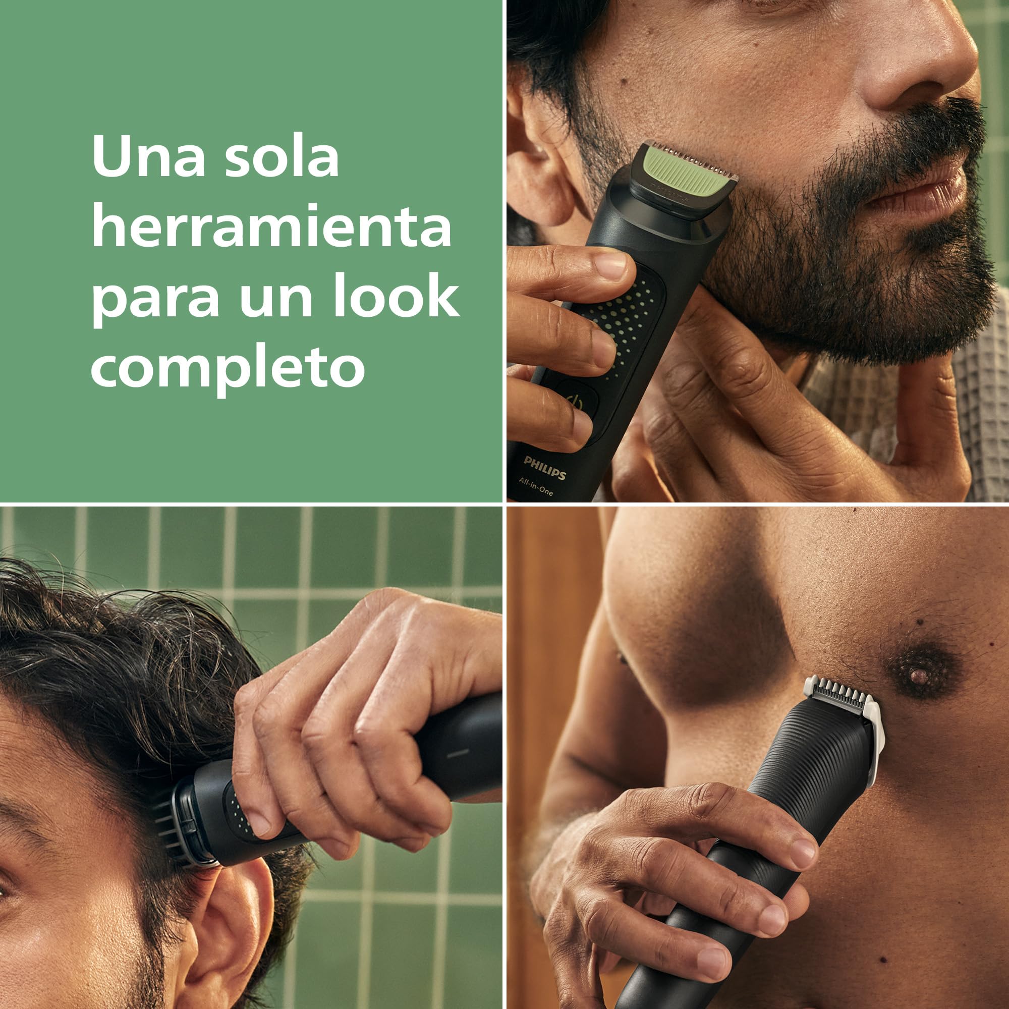 Philips Recortadora Todo En Uno series 3000, Kit 9 en 1, Afeitadora y cortapelos Hombre para Rostro, Pelo y Cuerpo, Barba, Cuchillas Autoafilables suaves con la piel, 12 longitudes, MG3946/15