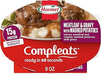 Hormel Compleats Meatloaf with Potatoes & Gravy, 9-Ounce Microwavable Bowls (Pack of 6)