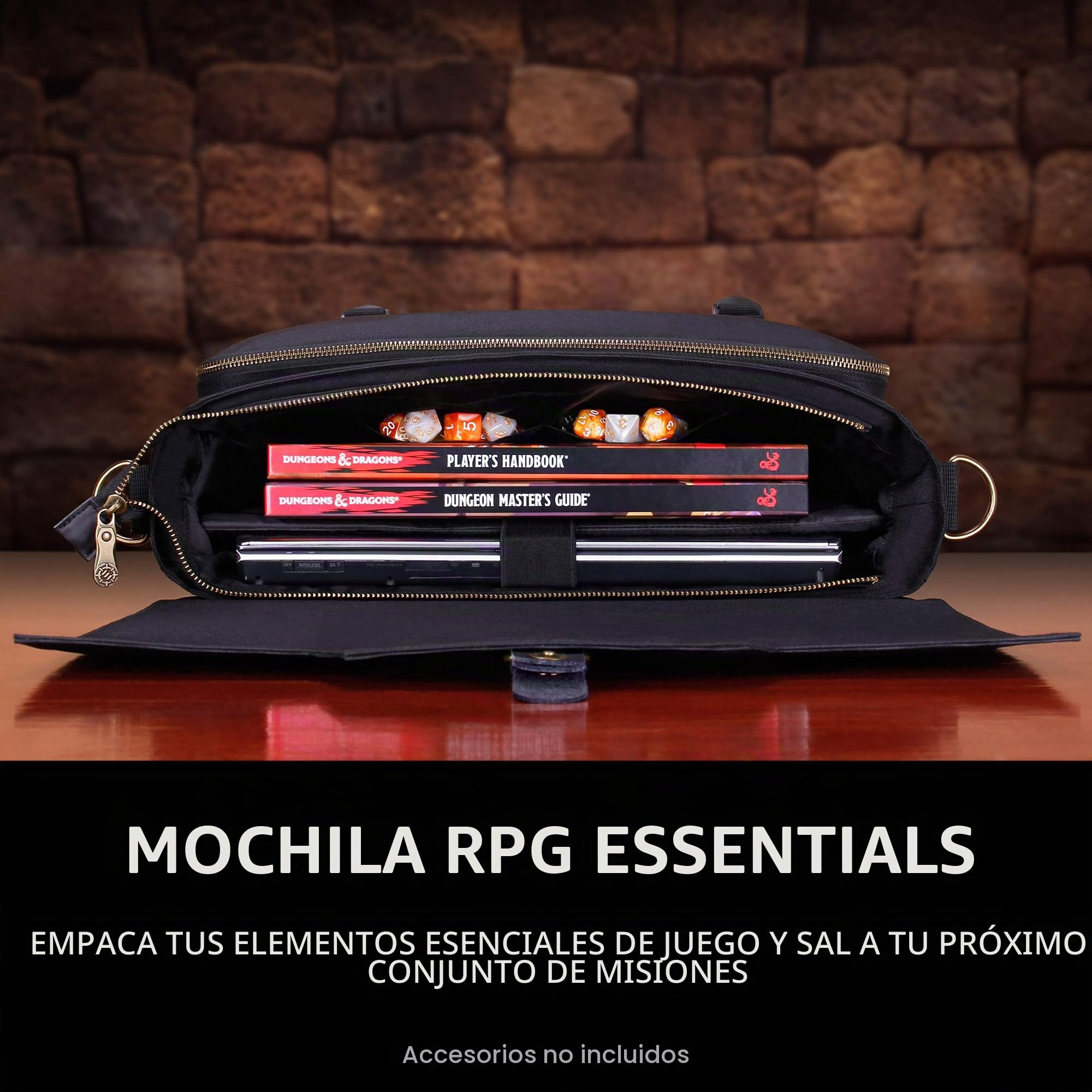 ENHANCE Bolsa de viaje para DND, bolsa compatible con Dungeons and Dragons, soporte para alfombrilla de batalla, bolsillos para dados y accesorios, lleva de 4 a 8 libros