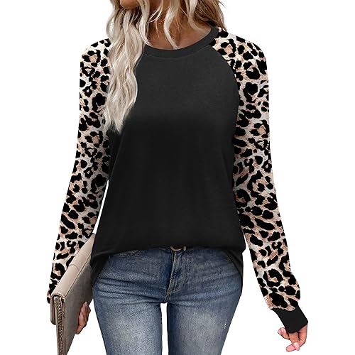 WIHOLL Long Sleeve Shirts for Women Color Block Raglan Tops Casual Crewneck Basic Tees Fall Clothes 2025 Fashion