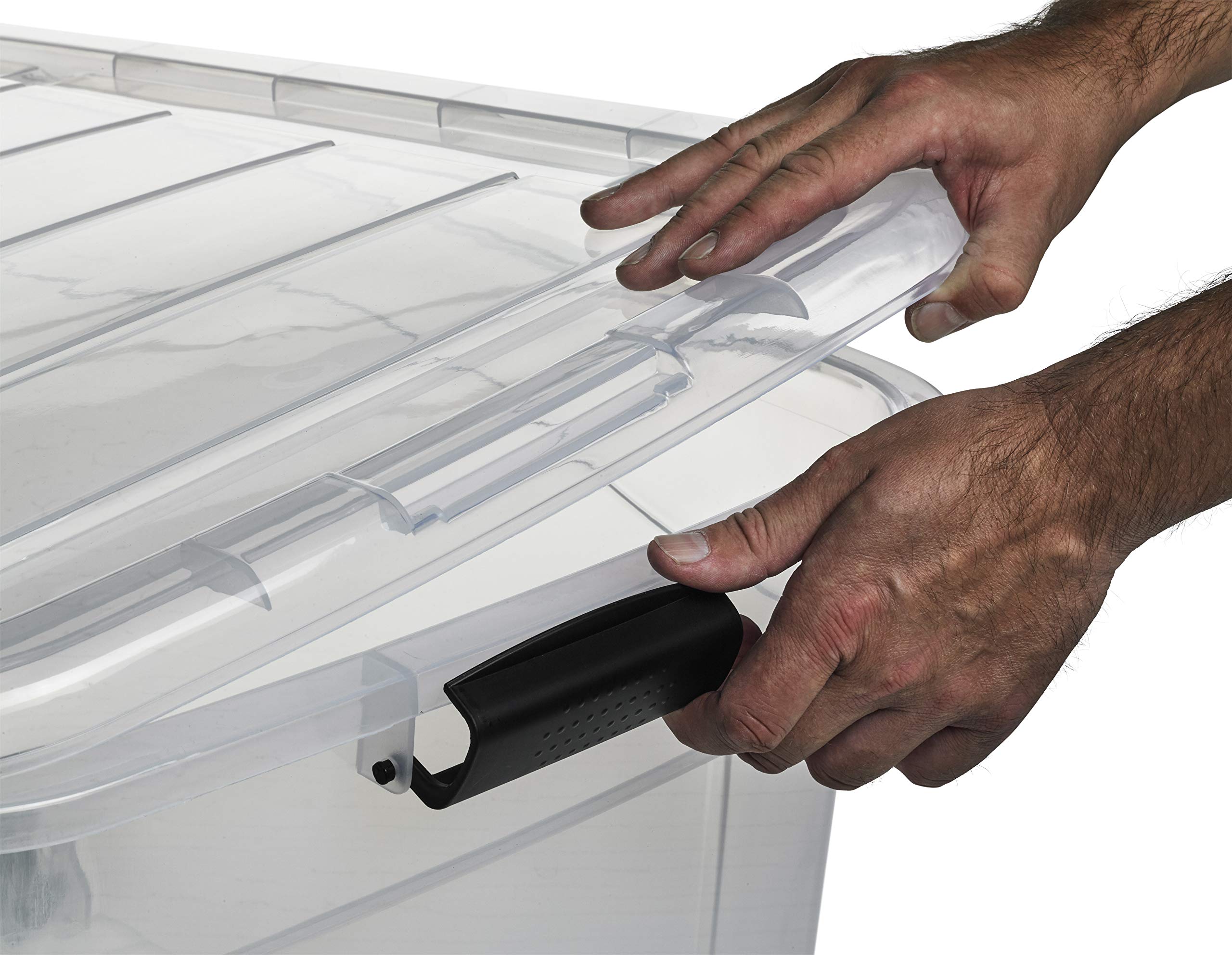 Logiplast 5 Stück Aufbewahrungsbox transparent 32 Liter mit Deckel und Klickverschluss 510 x 385 x 230 mm