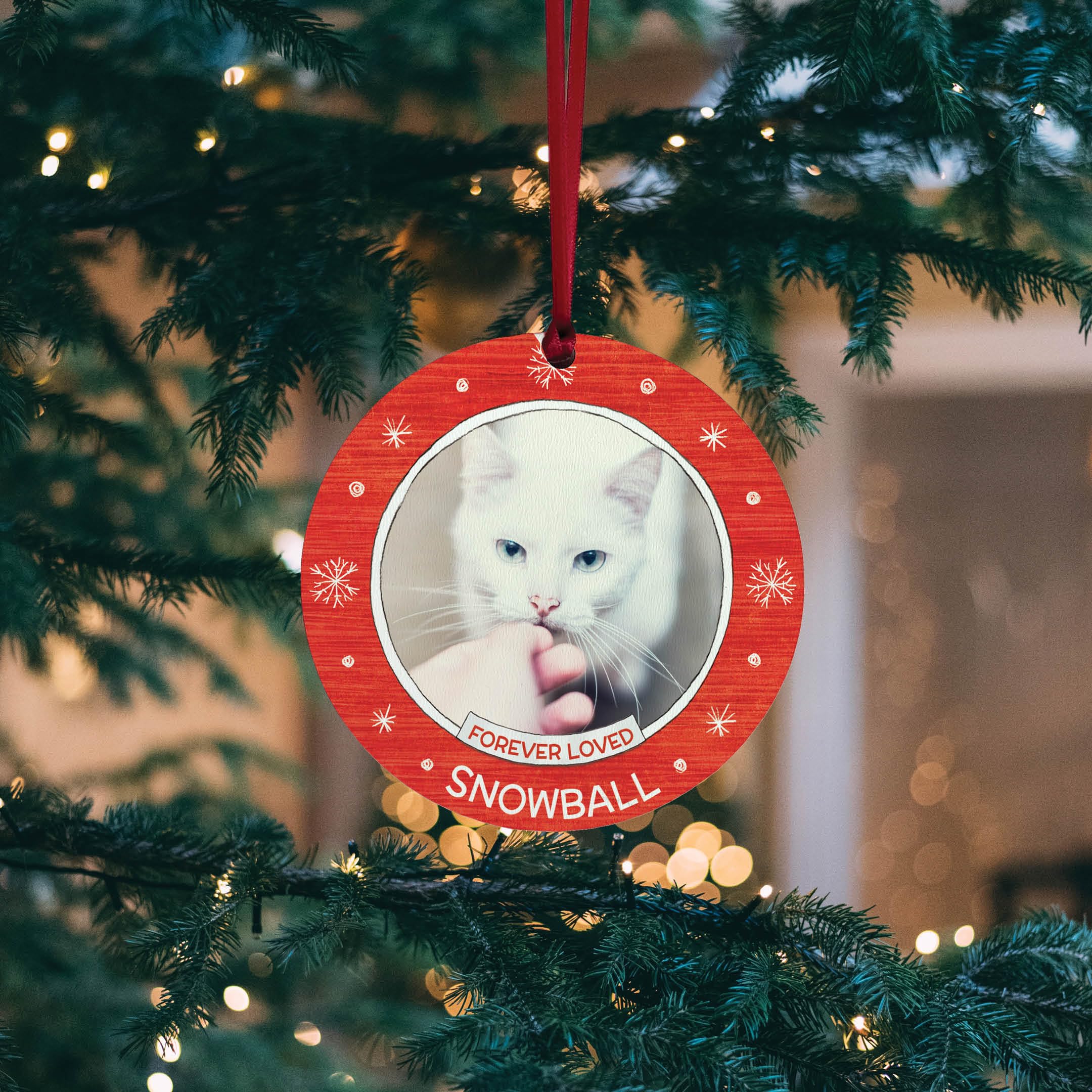 Cat's Memorial Name and Photo Personalized Ornament – I See Me!