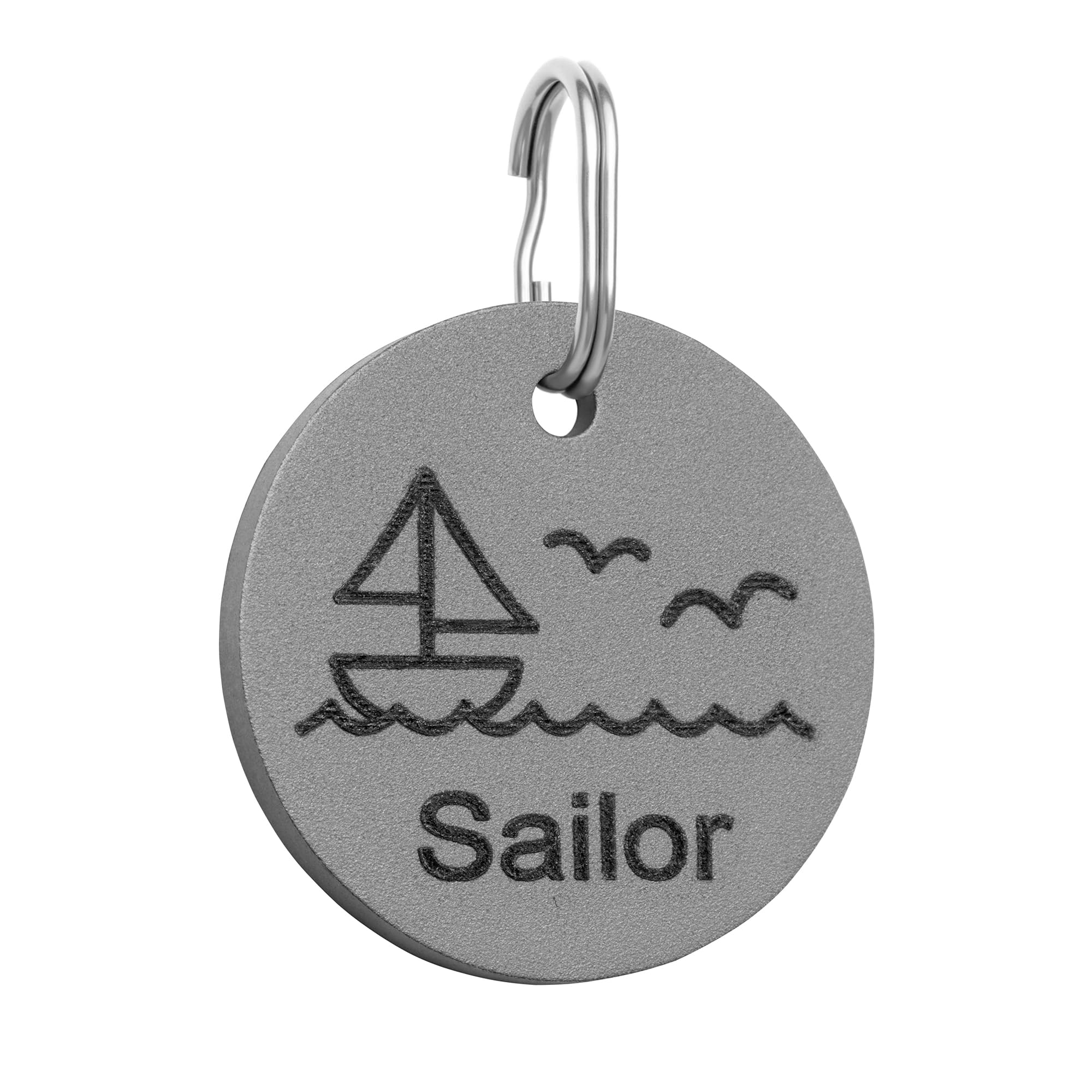 COOLDOGS Sailboat Titanium Dog Tags Personalized for Pets,Dog Name Tag,Cat Name Tag with Custom Deep Laser Engraved ID on Both Sides in Round (Large)