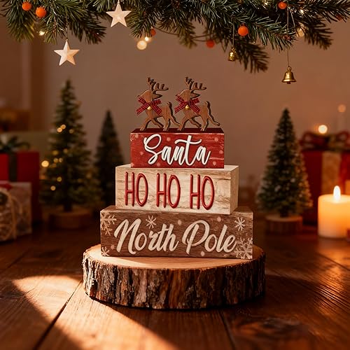 Miniatura 5 de 4 piezas de decoraciones navideñas para interiores – Decoración de mesa de alce de madera para el hogar – Centro de mesa de Navidad para mesa –
