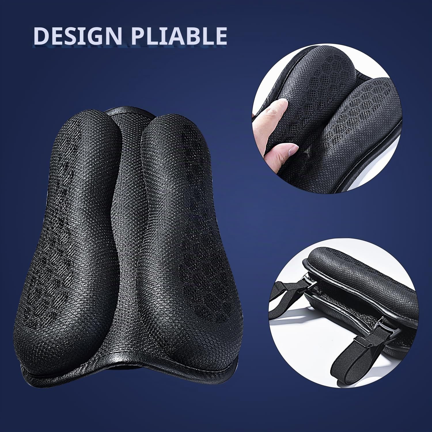 Coussin de siège de moto pliable pour passager, haute élasticité, gel 3D, nid d'abeille, confortable, respirant, absorption des chocs pour housse de siège longue conduite