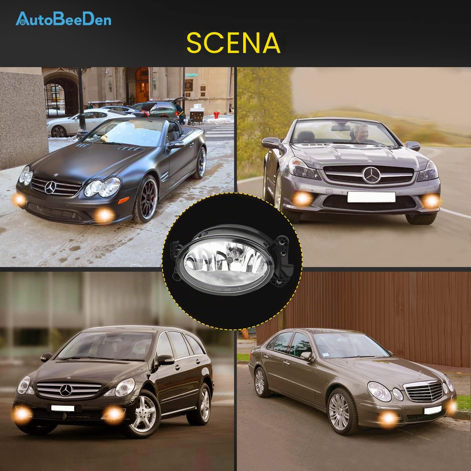 Fendinebbia compatibile con Mercedes Benz W169 C209 A209 C219 W211 S211 W463 X164 W251 R230 W204 S204 W164 Citaro, (Classe A CLK CLS E G GL R SL C M), 2001-2012