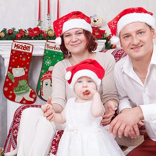 Miniatura 6 de Paquete de 4 medias de Navidad personalizadas, con nombre, 6 temas de animales, 6 fuentes, medias de Navidad personalizadas para familia, niños,