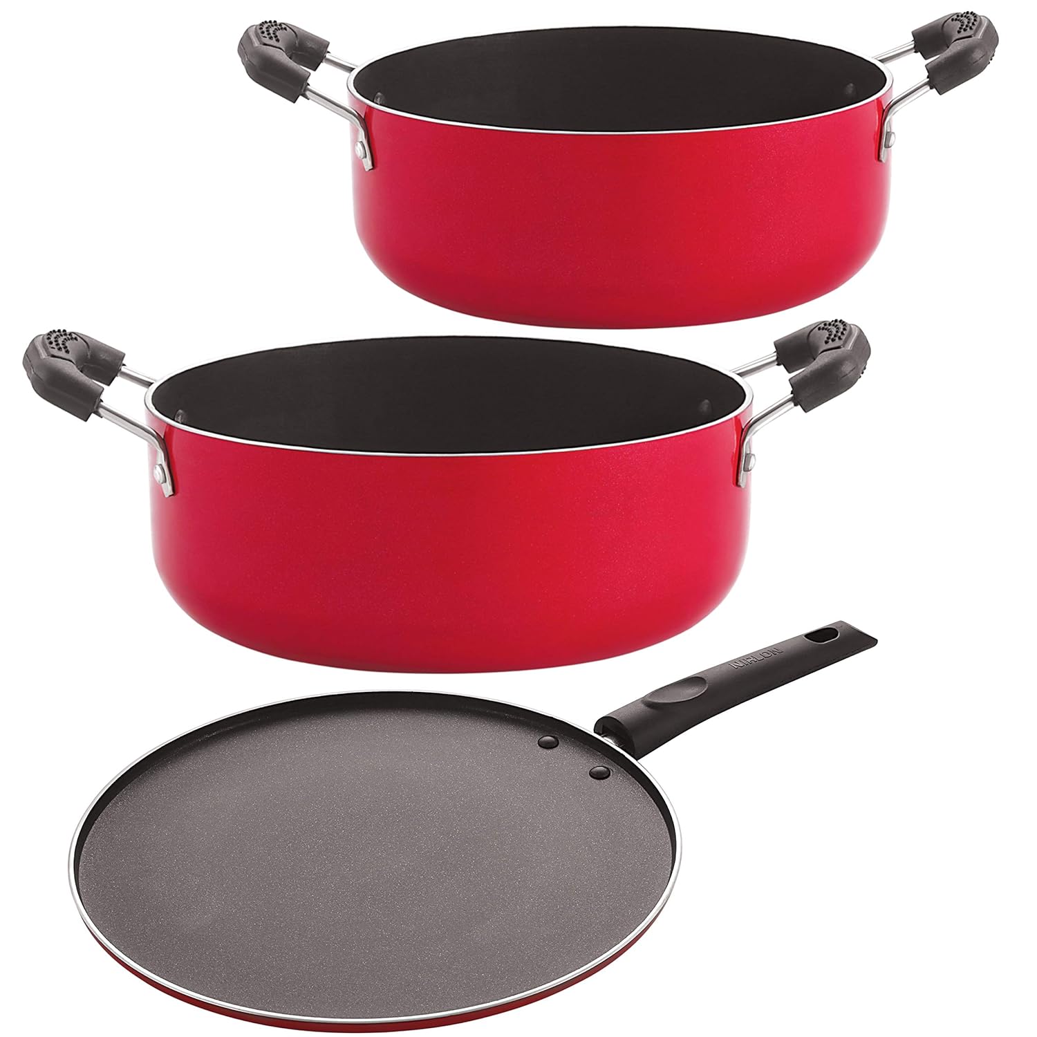 Nirln Non-Stick Gas Compatible Aluminium Kitchenware Combo Gift Set Item with Bakelite Handle (CS22_ST11_CS24) Nirln Non-Stick Gas Compatible Aluminium Kitchenware Combo Gift Set Item with Bakelite Handle (CS22_ST11_CS24)
