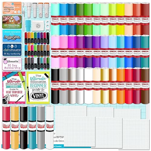 Miniatura 3 de Silhouette Cameo 4 PRO - Paquete de lujo de 24 pulgadas con hoja de lujo 38 hojas de vinilo de primera calidad vinilo de camiseta bolígrafos guías