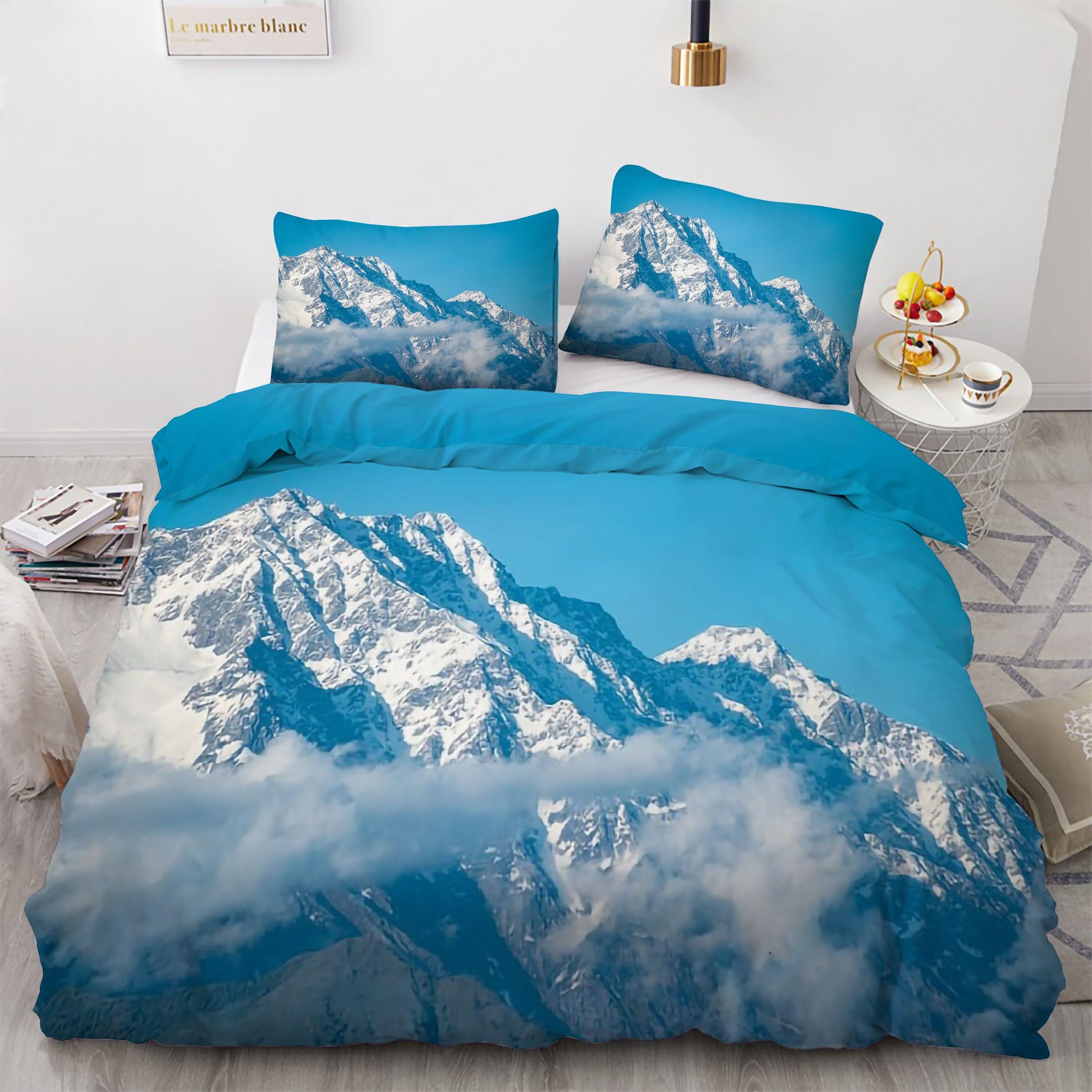 Housse de couette 200x200 ciel bleu dragon jade parure de lit 3 pièces microfibre