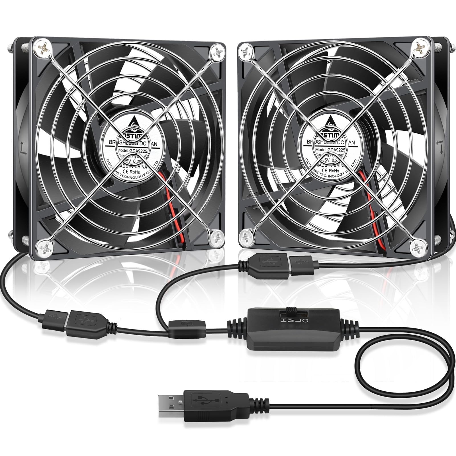 GDSTIME Dc 5V USB 92mm x 92mm x 25mm Brushless Cooling Fan