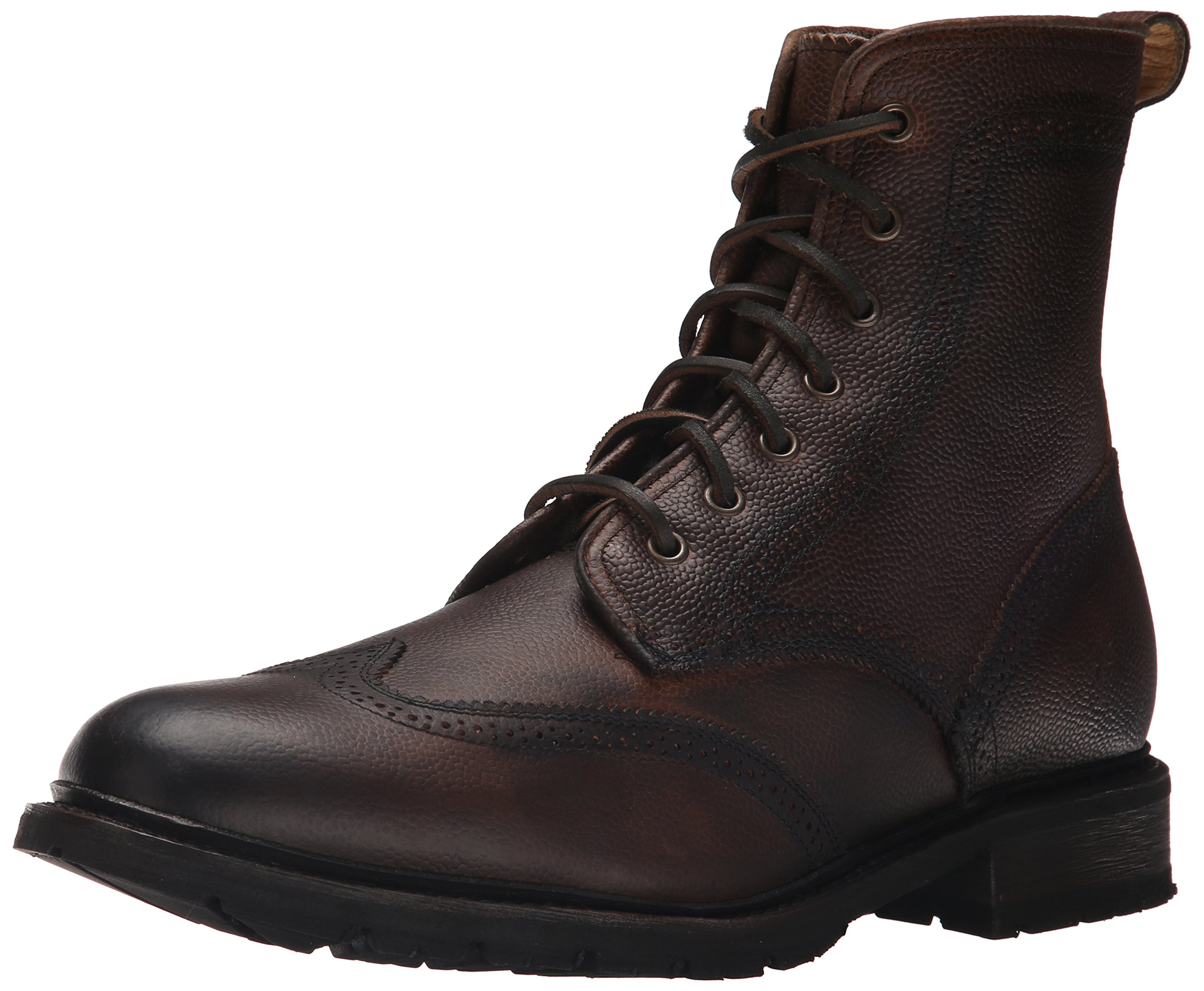 Frye Men\'s 9 James Wingtip Lug Sole Black Leather Boots James Lug Wingtip Shearling Boot // Dark Brown (US: 11  main image 2