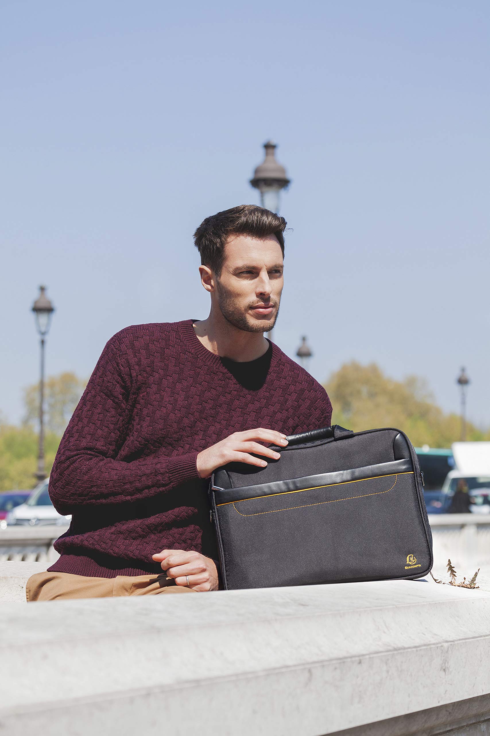 Exacompta 17434E Premium Laptop-Umhängetasche Exactive mit vielen Innentaschen wasserabweisend, passend für Laptops bis zu 15,6 ideal für Schule, Uni und Arbeit, schwarz