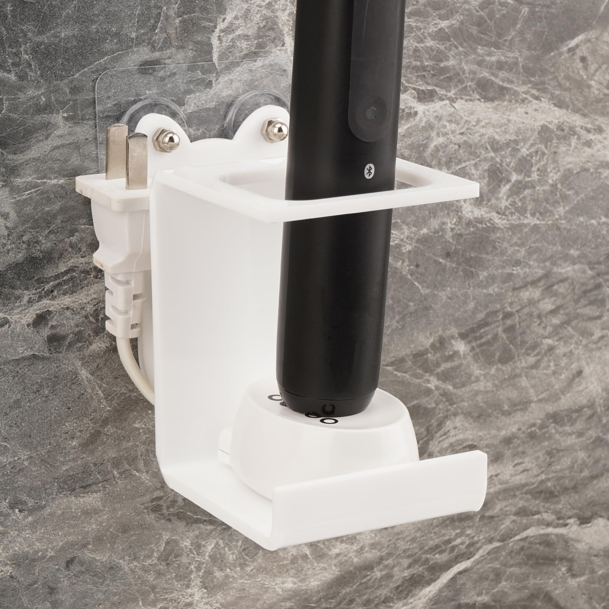 Electric Toothbrush Holder Wall Mounted, Electric Toothbrush Cord Organizer Holds 1 Chargers, Self Adhesive Electric Toothbrush Stand for Bathroom, Medicine Cabinet, Dorm(White)
