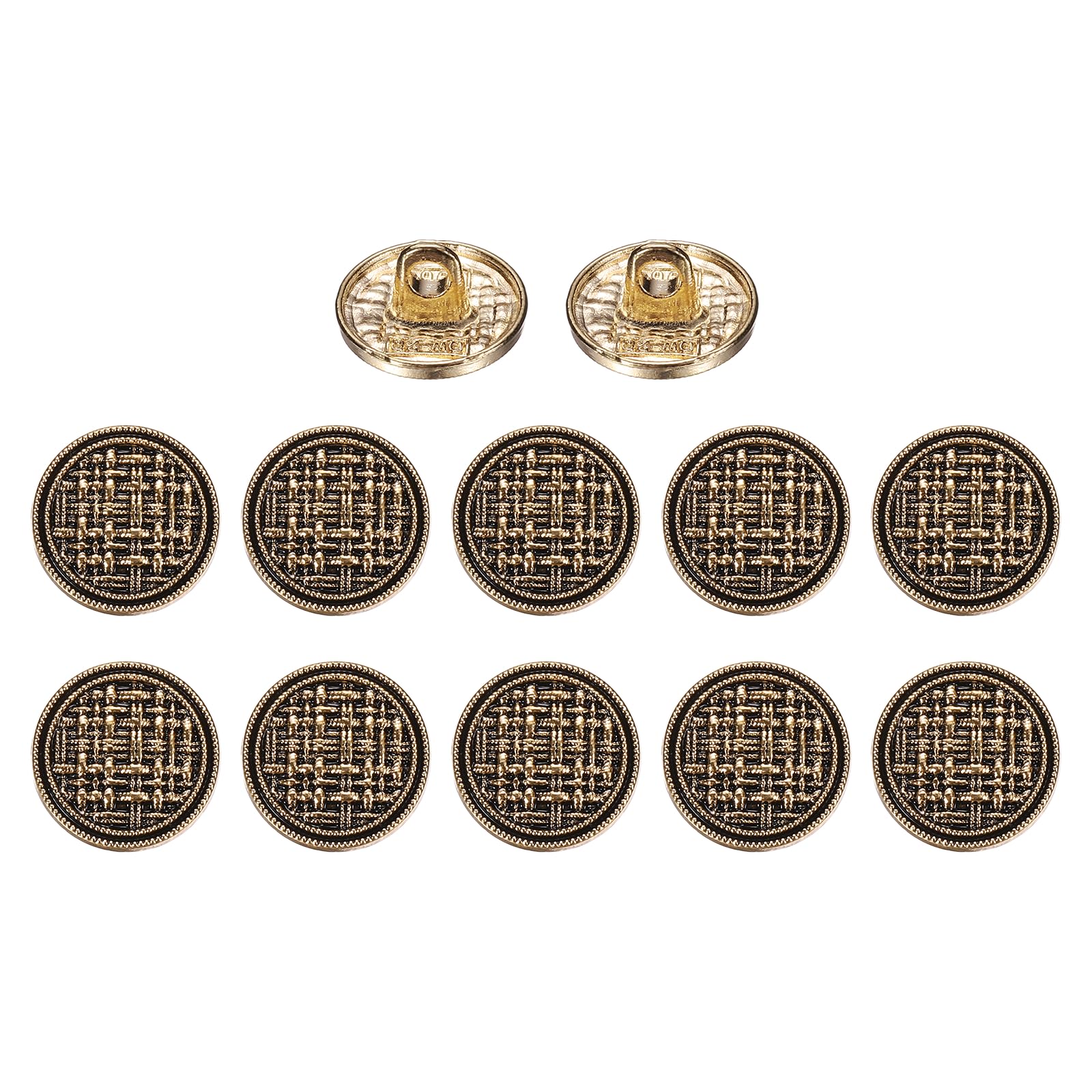sourcing map 12Pcs Vintage Metal Buttons, 12mm / 0.47" Shank Round Weave Retro Buttons Sewing Accessories for Clothing Coat Uniform Cardigans Blazer Craft DIY, Gold Black