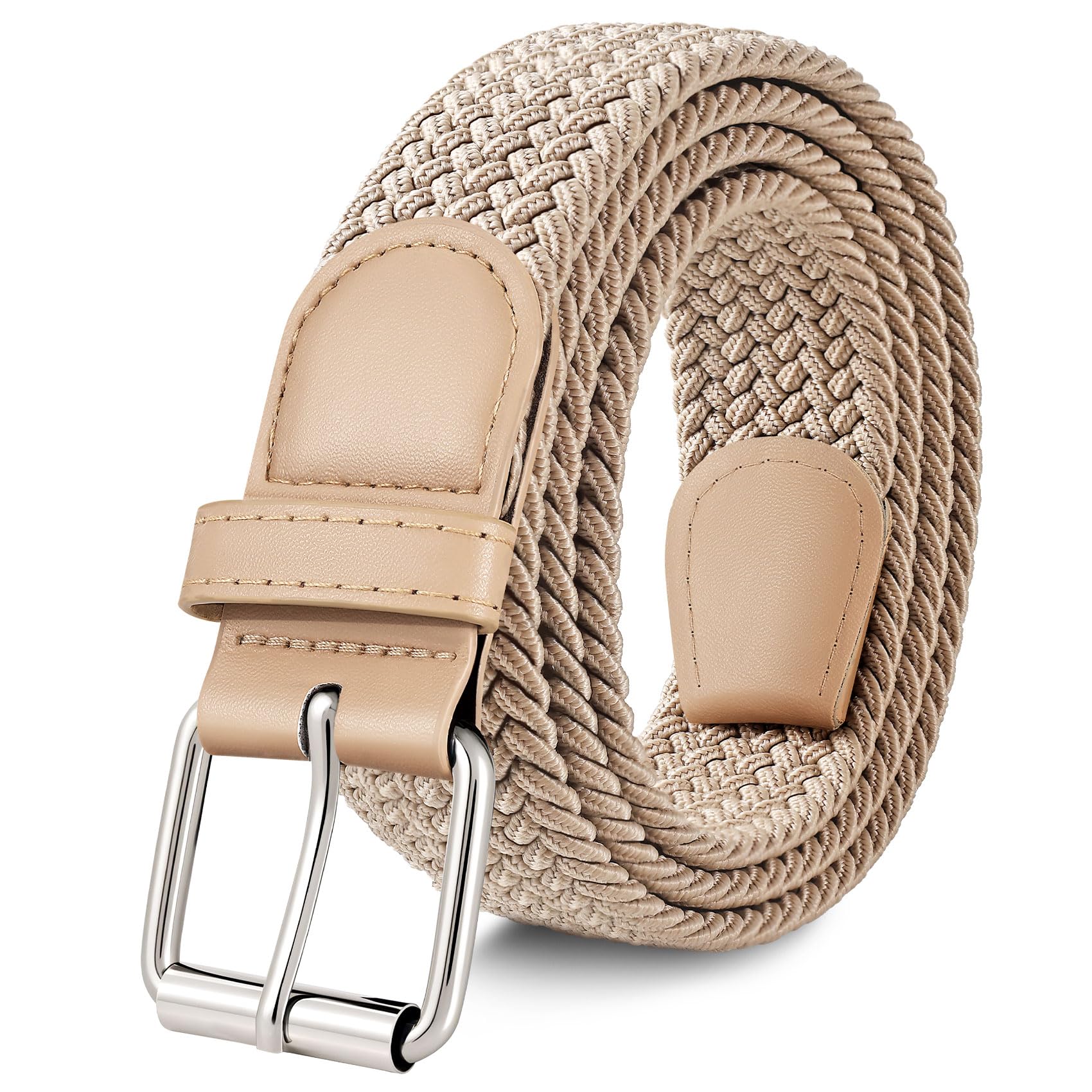 JASGOOD Men Braided Woven Elastic Stretch Belt Men Women Web Casual Belt Golf Belts for Jeans