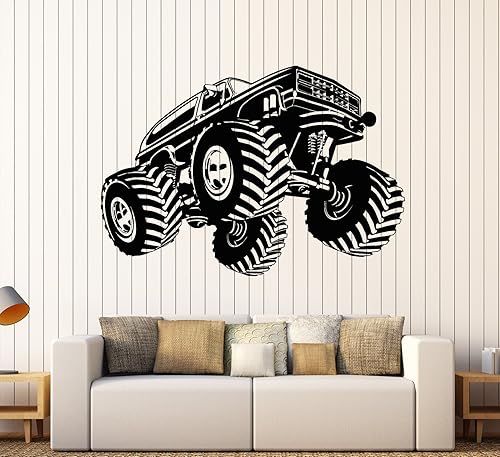 Vinilo adhesivo de pared Monster Truck Car Garage Teen Room Pegatinas Decoración grande (ig3866) Negro