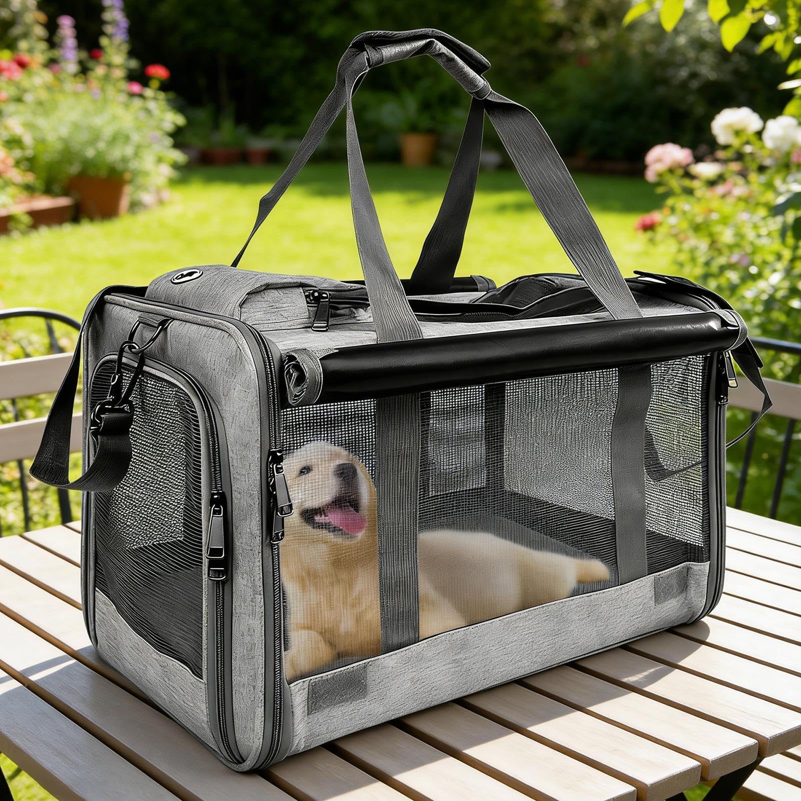 Transportín para Gatos Hasta 9 kg Bolsa de Viaje Transpirable y Portátil | Transportín Pequeño para Mascotas Para Moto Camping Avión Coche Veterinaria al Aire Libre