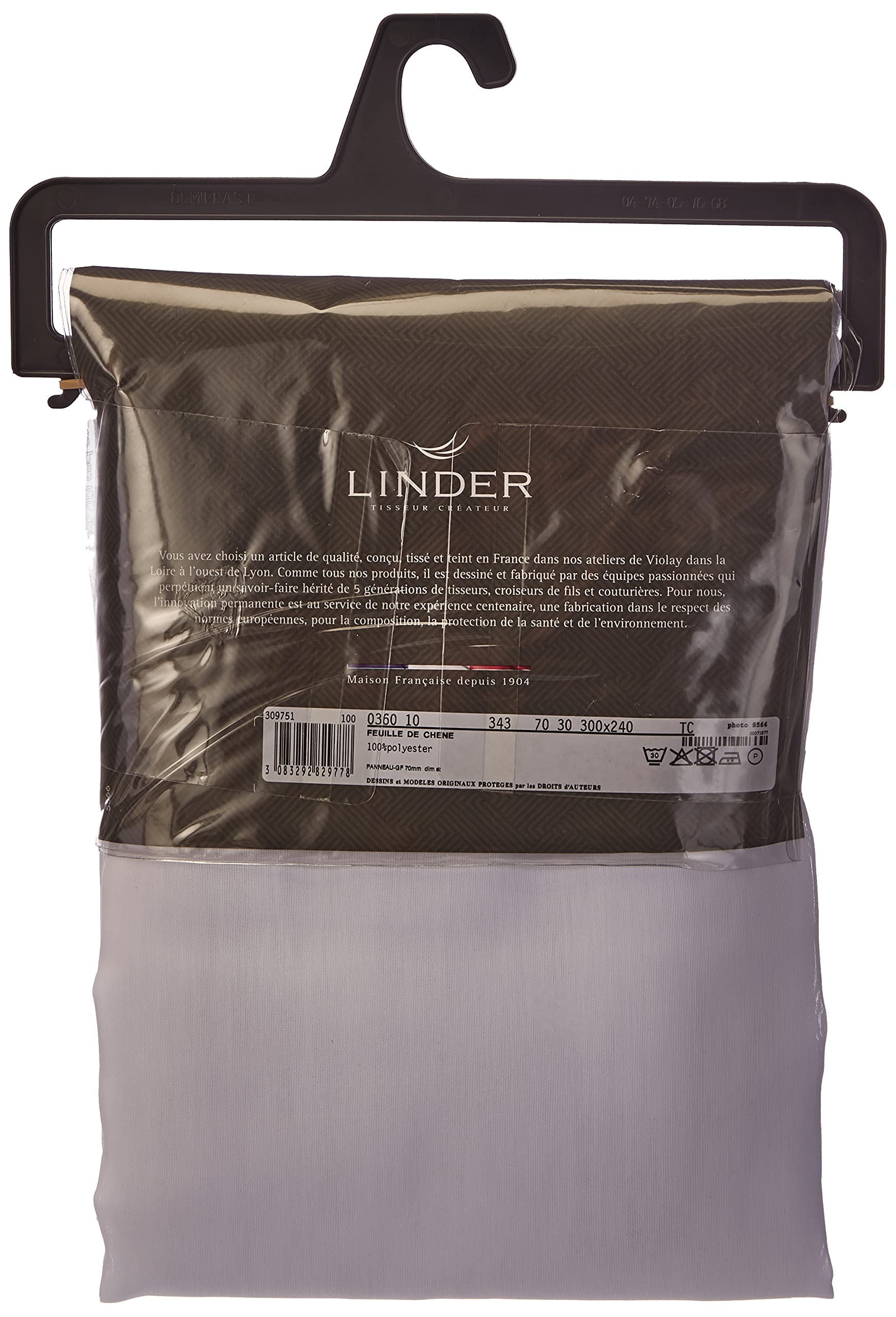 Linder 0360 /10/343 Voilage Grande Largeur Base Feuille de Chêne Blanc Galon Fronceur 300 x 240 cm