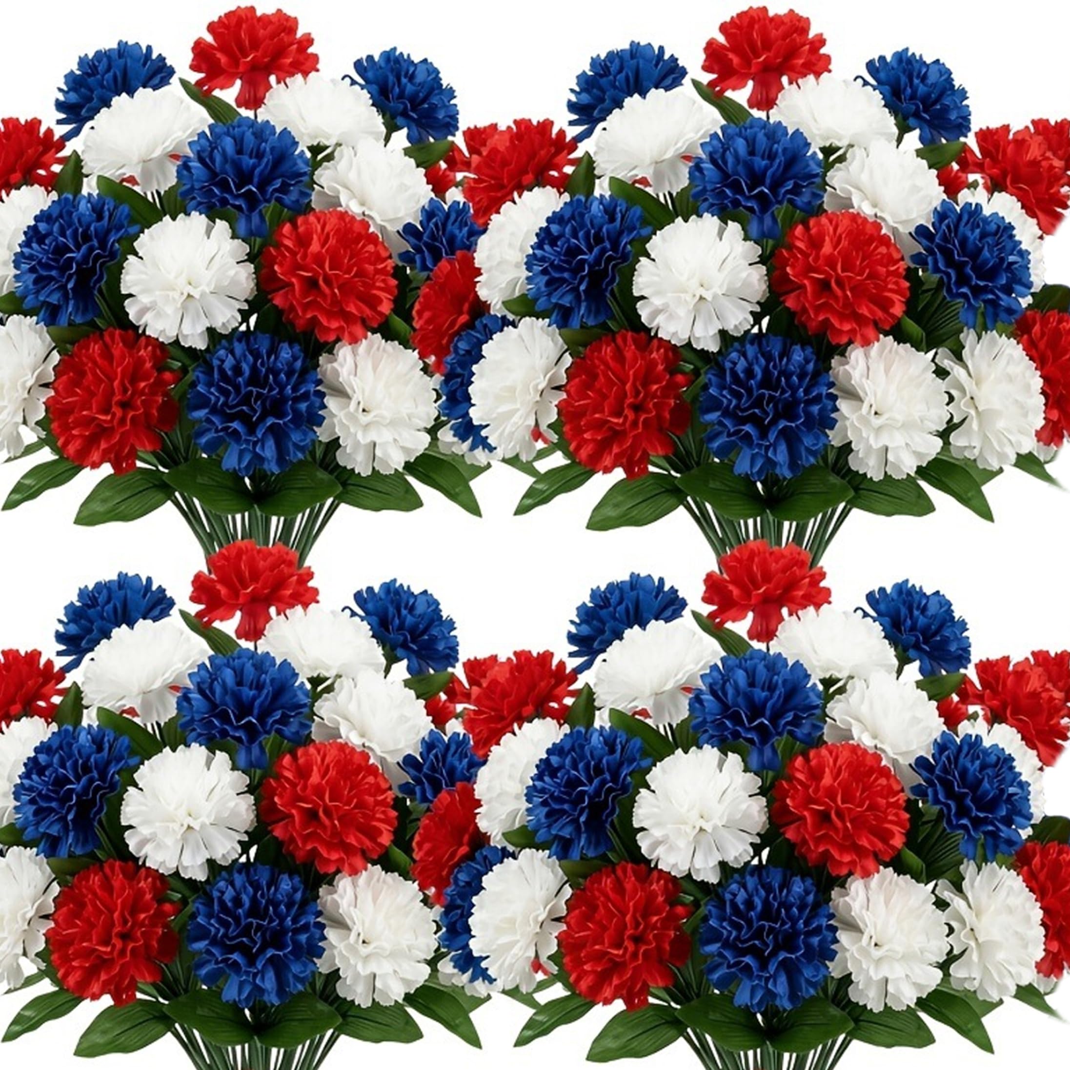 Yeaxxsqy Red White and Blue Artificial Flowers 12 Bundles, Realistic Hydrangea for Indoor/Outdoor Decor, Patriotic Flowers
