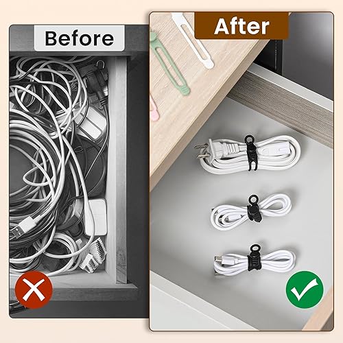 Miniatura 3 de 30 organizadores de cables de datos de silicona, organizadores reutilizables para oficina, organizador de cables elásticos multiusos para cables de