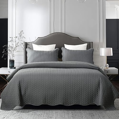 Ousidan - Juego de edredón de 3 piezas, color negro, tamaño Queen, funda de cama reversible ultrasónica, colcha ligera para todas las estaciones,