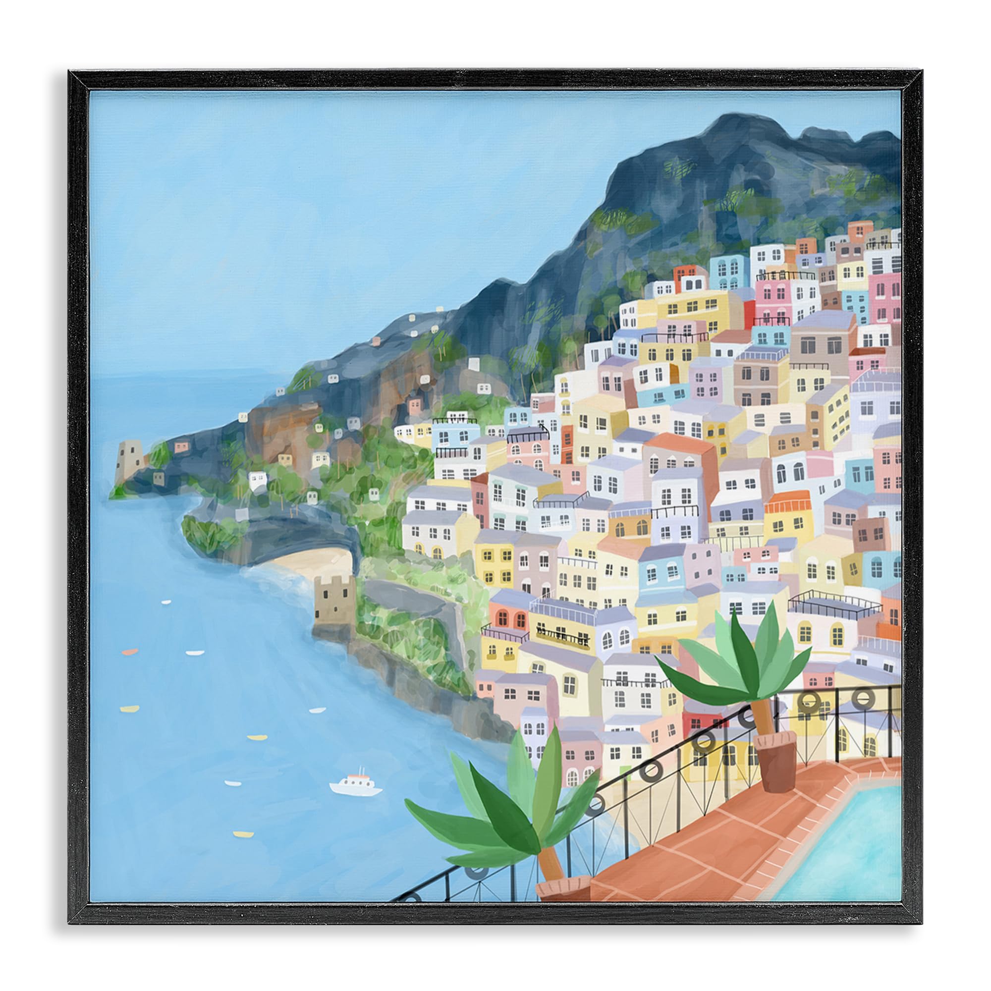 'Positano Cliffside Coastal City Architecture'| Framed Giclee Art