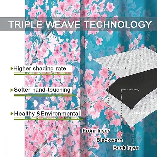 Miniatura 7 de Cortinas retro de pez japonés para dormitorio, estilo rústico, asiático, japonés, flor de cerezo, aislamiento térmico, oscurecimiento de la