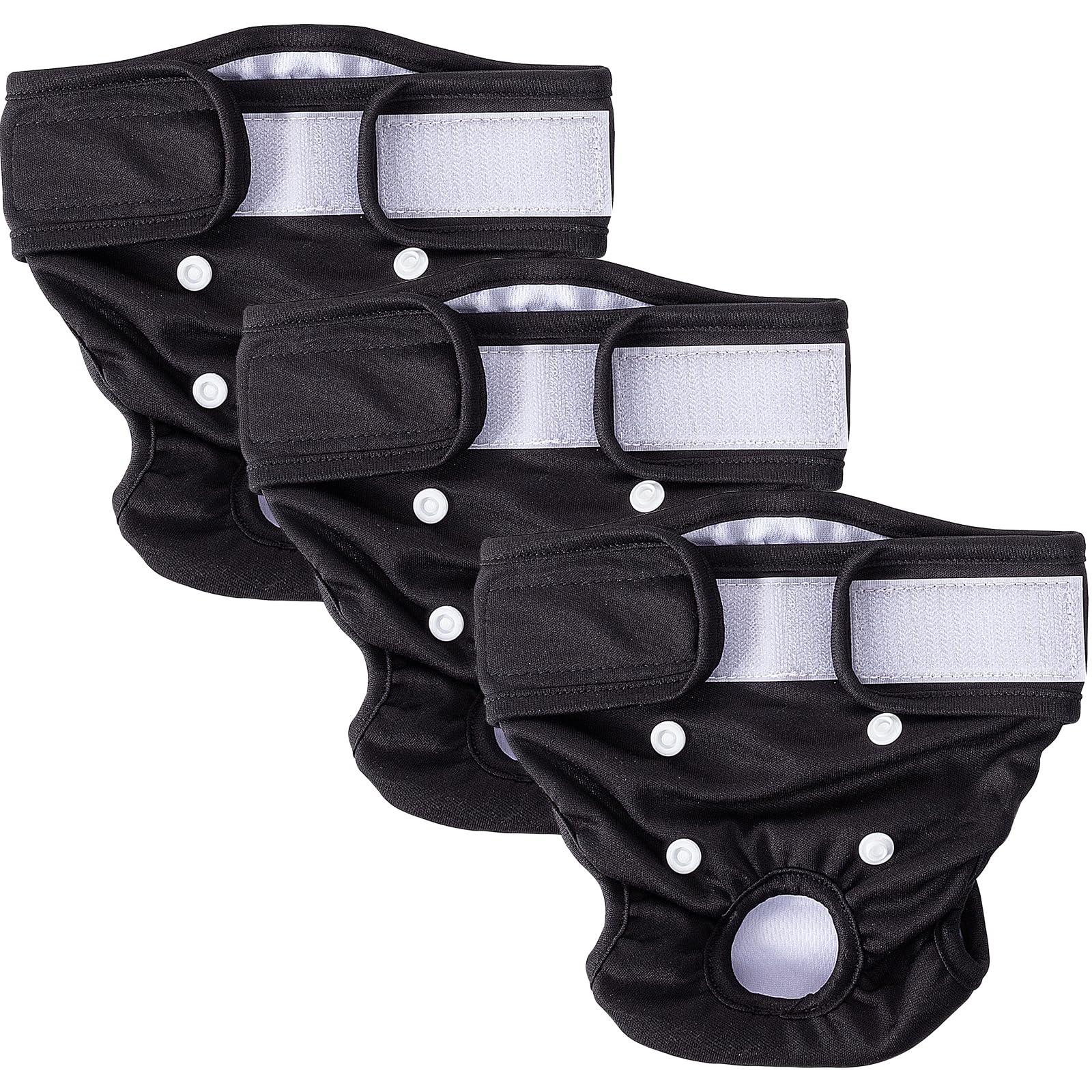 3 Packs Dog Nappies, Reusable Double Adjustable Design Absorbent Washable Dog Diapers Puppy Sanitary Wraps Panties for Female Pet Incontinence and Long Travels
