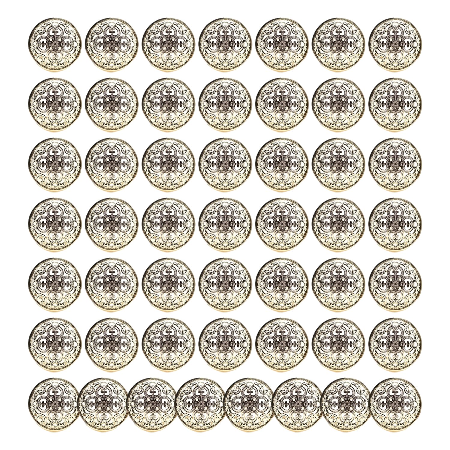 Nidhfg Gold 50 Hollow Buttons, Round Metal Buckles, Retro And Stylish, Clothing Fixing Decorative Buckles, Diy Sewing Accessories.